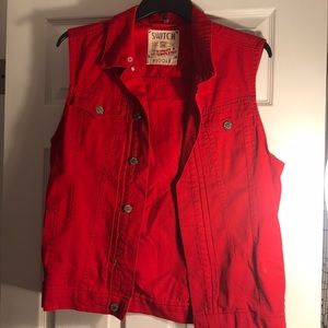 Men’s Red Jean Vest